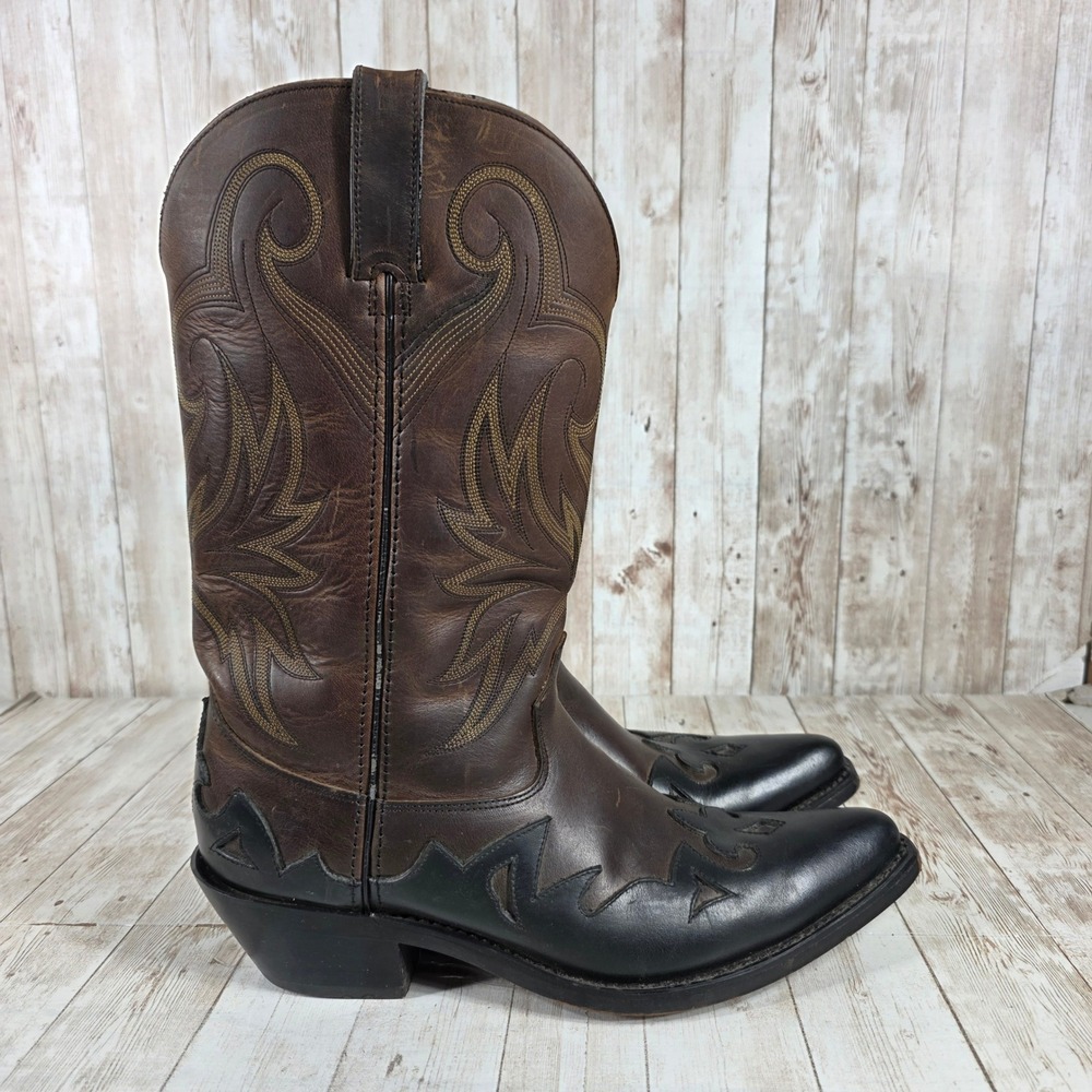 Durango Men's Western Cowboy Boots Dark Brown Black Leather‎ Size 9D